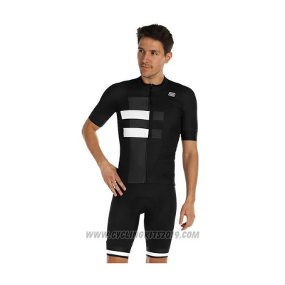 2021 Cycling Jersey Sportful Black White Short Sleeve and Bib Short