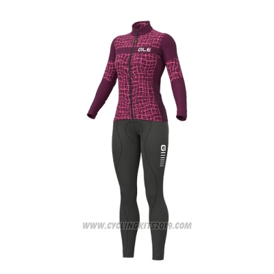 2021 Cycling Jersey Women ALE Purple Long Sleeve and Bib Tight