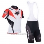 2013 Cycling Jersey Fox White and Red Short Sleeve and Bib Short