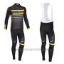 2013 Cycling Jersey Livestrong Black and Yellow Long Sleeve and Bib Tight