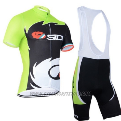 2014 Cycling Jersey Castelli SIDI Black and Green Short Sleeve and Bib Short