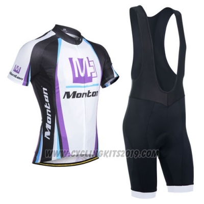 2014 Cycling Jersey Monton White and Purple Short Sleeve and Bib Short