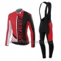 2015 Cycling Jersey Specialized Black and Bright Red Long Sleeve and Bib Tight