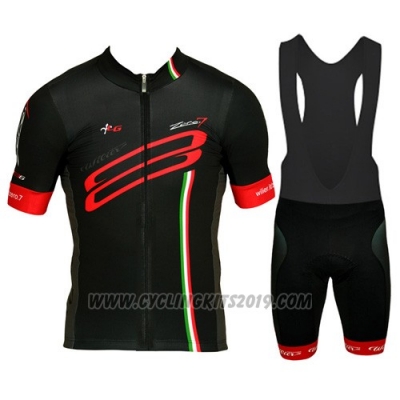 2015 Cycling Jersey Wieiev Red and Black Short Sleeve and Bib Short
