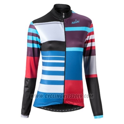 2016 Cycling Jersey Women Nalini Black and Red Long Sleeve and Bib Tight