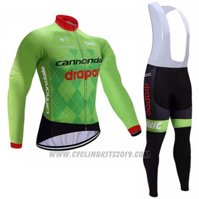 2017 Cycling Jersey Cannondale Drapac Green Long Sleeve and Bib Tight