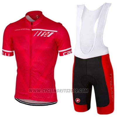 2017 Cycling Jersey Castelli Red Short Sleeve and Bib Short
