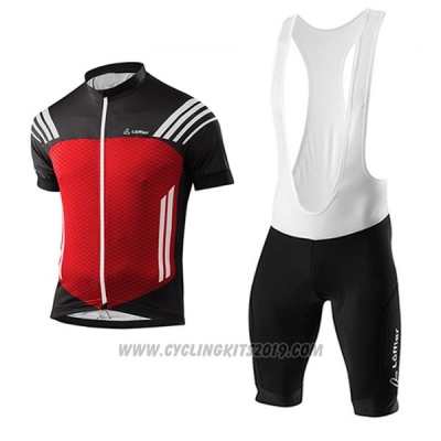 2017 Cycling Jersey Loffler Black and Red Short Sleeve and Bib Short