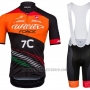 2018 Cycling Jersey Wieiev Force 7c Orange Black Short Sleeve and Bib Short