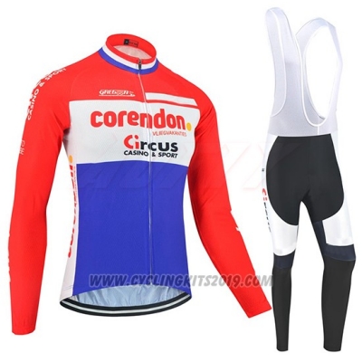 2019 Cycling Jersey Corendon Circus Red White Azul Long Sleeve and Bib Tight
