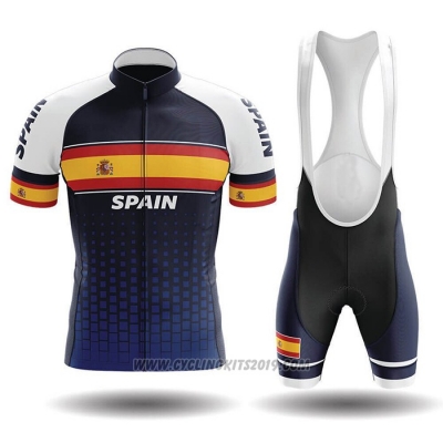 2020 Cycling Jersey Champion Spain Blue Yellow Short Sleeve and Bib Short