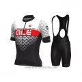 2021 Cycling Jersey ALE White Black Red Short Sleeve and Bib Short
