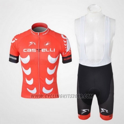 2010 Cycling Jersey Castelli White and Red Short Sleeve and Bib Short