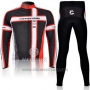 2011 Cycling Jersey Cannondale Black and Red Long Sleeve and Bib Tight