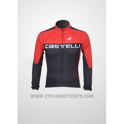 2011 Cycling Jersey Castelli Black Red Long Sleeve and Bib Tight