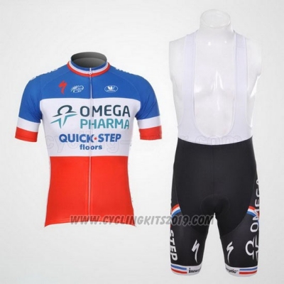 2012 Cycling Jersey Omega Pharma Quick Step Campione France Short Sleeve and Bib Short