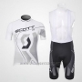 2012 Cycling Jersey Scott White and Gray Short Sleeve and Salopette