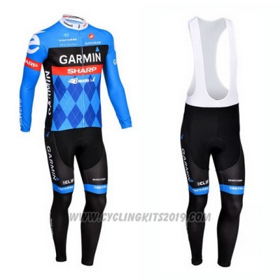 2013 Cycling Jersey Garmin Sharp Blue Long Sleeve and Bib Tight