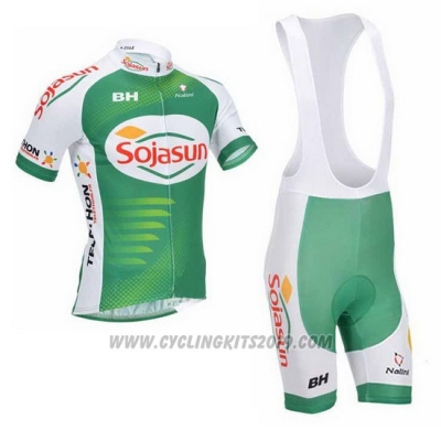 2013 Cycling Jersey Sojasun White and Green Short Sleeve and Bib Short