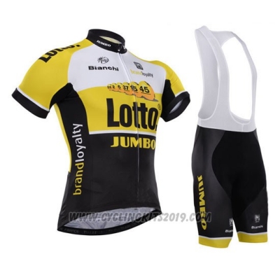 2015 Cycling Jersey Lotto NL Jumbo Yellow Short Sleeve and Bib Short