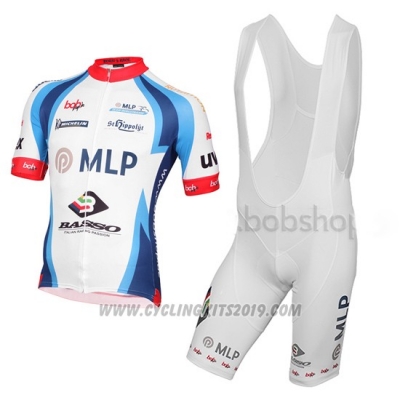 2015 Cycling Jersey MLP Team Bergstrasse White and Blue Short Sleeve and Bib Short