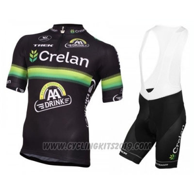 2016 Cycling Jersey Crelan AA Black and Green Short Sleeve and Bib Short