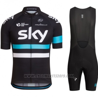 2016 Cycling Jersey Sky Blue and Black Short Sleeve and Bib Short