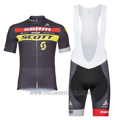 2017 Cycling Jersey Scott Black Yellow Short Sleeve and Salopette