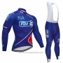 2018 Cycling Jersey FDJ Blue Long Sleeve and Bib Tight
