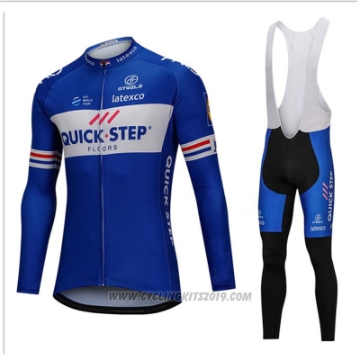 2018 Cycling Jersey UCI Mondo Campione Quick Step Floors Blue Long Sleeve and Bib Tight