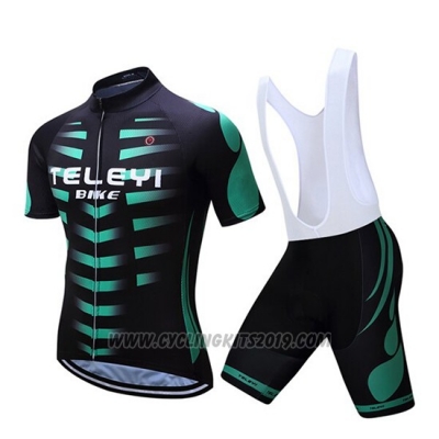 2019 Cycling Jersey Teleyi Bike Green Black Short Sleeve and Bib Short