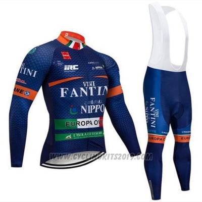 2019 Cycling Jersey Vini Fantini Blue Long Sleeve and Bib Tight