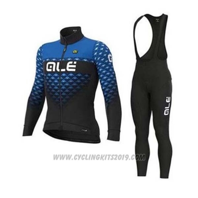 2020 Cycling Jersey ALE Blue Black Long Sleeve and Bib Tight