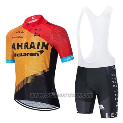 2020 Cycling Jersey Bahrain Mclaren Red Orange Black Short Sleeve and Bib Short