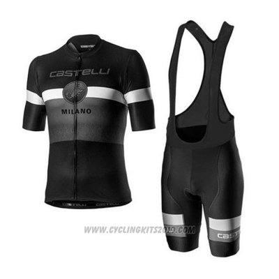 2020 Cycling Jersey Castelli Black White Short Sleeve and Bib Short
