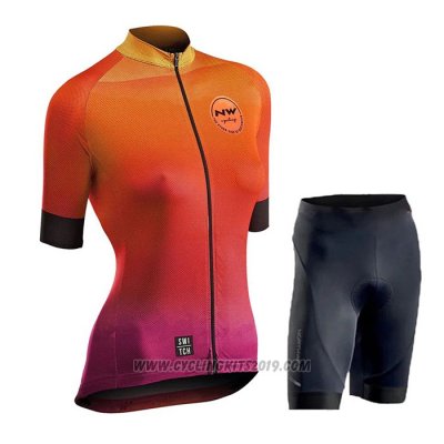 2020 Cycling Jersey Women Northwave Orange Short Sleeve and Bib Short