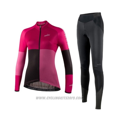 2021 Cycling Jersey Women Nalini Pink Purple Long Sleeve and Bib Tight