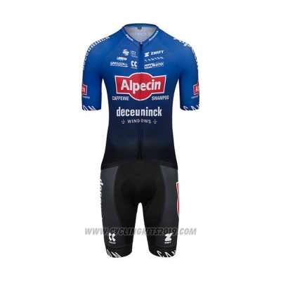 2022 Cycling Jersey Alpecin Deceuninck Black Blue Short Sleeve and Bib Short