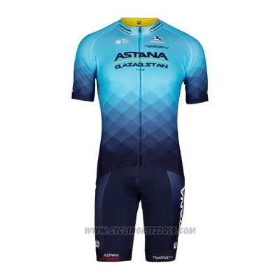 2022 Cycling Jersey Astana Blue Short Sleeve and Bib Short