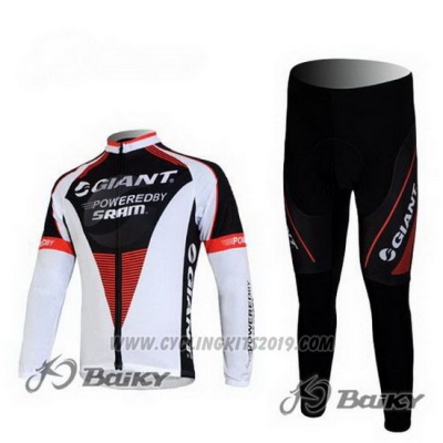 2011 Cycling Jersey Giant Black and White Long Sleeve and Bib Tight