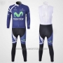2011 Cycling Jersey Movistar Blue Long Sleeve and Bib Tight