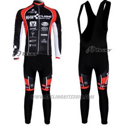 2012 Cycling Jersey Cube Black and Red Long Sleeve and Bib Tight