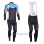 2013 Cycling Jersey Nalini Black and Sky Blue Long Sleeve and Salopette