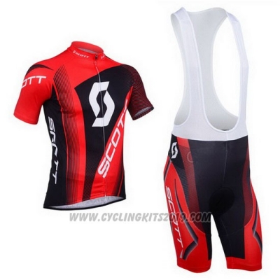 2013 Cycling Jersey Scott Black and Red Short Sleeve and Salopette
