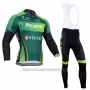 2014 Cycling Jersey Europcar Black and Green Long Sleeve and Bib Tight