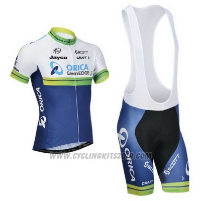 2014 Cycling Jersey Orica GreenEDGE White and Blue Short Sleeve and Bib Short
