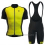 2016 Cycling Jersey ALE Yellow and Black Short Sleeve and Bib Short