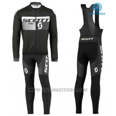 2016 Cycling Jersey Scott Black and White Long Sleeve and Salopette