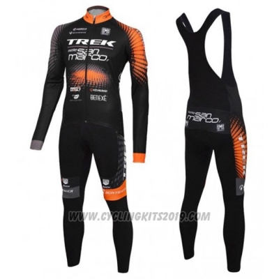 2016 Cycling Jersey Trek Selle San Marco Black and Orange Long Sleeve and Bib Tight