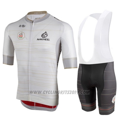 2019 Cycling Jersey Castelli UAE Tour White Short Sleeve and Bib Short